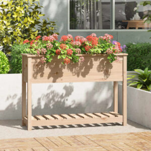 Planter with Shelf 111.5x34.5x81 cm Solid Wood Pine