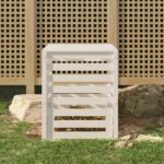 White Solid Pine Wood Composter Large Capacity Garden Waste Bin with Lid Flap