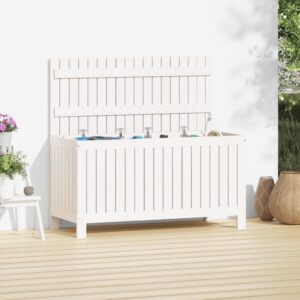 Garden Storage Box White 115x49x60 cm Solid Wood Pine