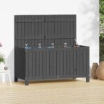 Outdoor Wooden Storage Chest Grey - Rustic Solid Pine Cushion Box with Gas Lift