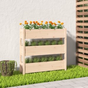 Rustic Solid Pine Wood Planter Raised Garden Bed for Patio Balcony Decor