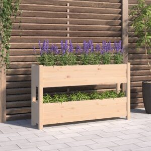 Solid Pine Wood Planter Raised Garden Bed Outdoor Patio Flower Plant Box Decor