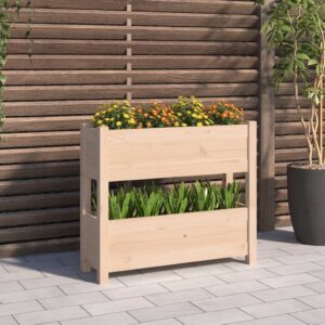 Solid Pine Wood Garden Planter Raised Bed Decorative Flower Plant Box Outdoor