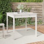 Outdoor Garden Patio Table Solid Pine Wood Sturdy White Square Dining Furniture