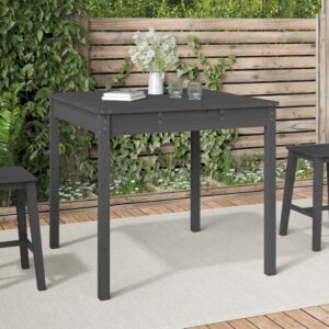 Outdoor Solid Pine Wood Patio Table Grey - Rustic Garden Terrace Furniture