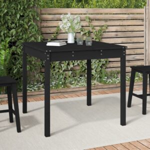 Outdoor Garden Patio Table Solid Pine Wood Sturdy Black Square Dining Furniture