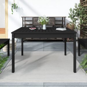 Solid Pine Wood Garden Table Black Outdoor Patio Furniture Rustic Sturdy Design