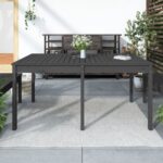 Solid Pine Wood Garden Table Grey Sturdy Outdoor Patio Furniture Rustic Design