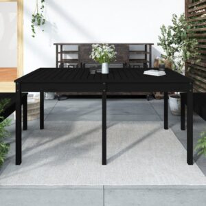 Classic Solid Pine Wood Garden Table Black - Outdoor Patio Furniture Durable