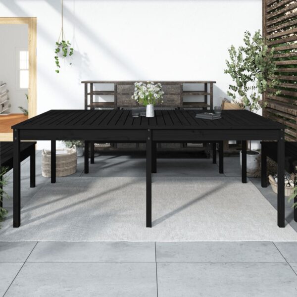 Solid Pine Wood Garden Table Black - Outdoor Patio Terrace Rustic Furniture