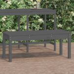 Classic Grey Wooden Garden Bench - Solid Pine Outdoor Patio Furniture Slatted Design