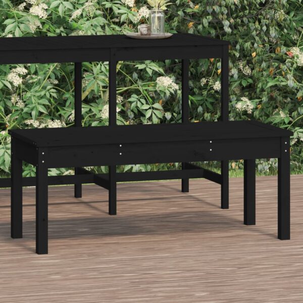 Classic Slatted Garden Bench Solid Pine Wood Outdoor Patio Seating Black Finish