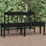 Classic Slatted 2-Seater Wooden Garden Bench Outdoor Patio Porch Furniture Black