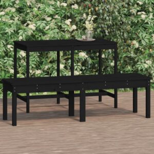 Classic Slatted 2-Seater Wooden Garden Bench Outdoor Patio Porch Furniture Black