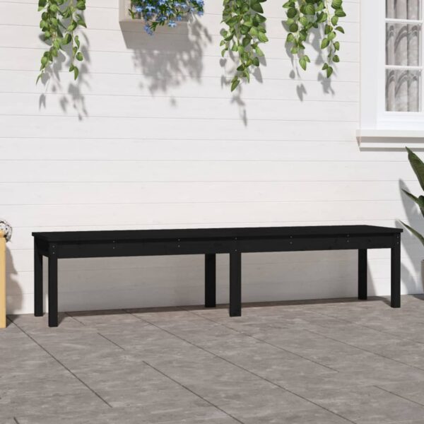 Classic Slatted 2-Seater Garden Bench Solid Pine Wood Outdoor Patio Furniture Black