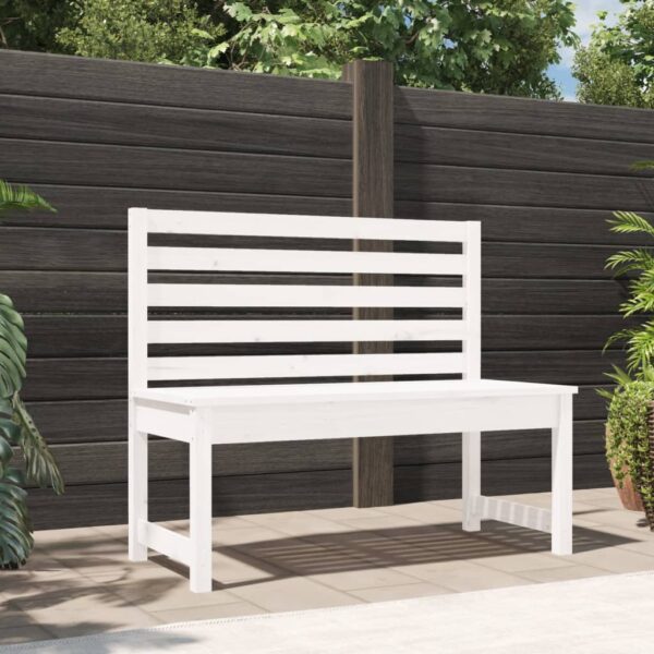 Classic White Wooden Garden Bench Outdoor Patio Furniture with Slatted Backrest