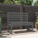 Classic Grey Wooden Garden Bench with Backrest Slatted Design for Patio Porch