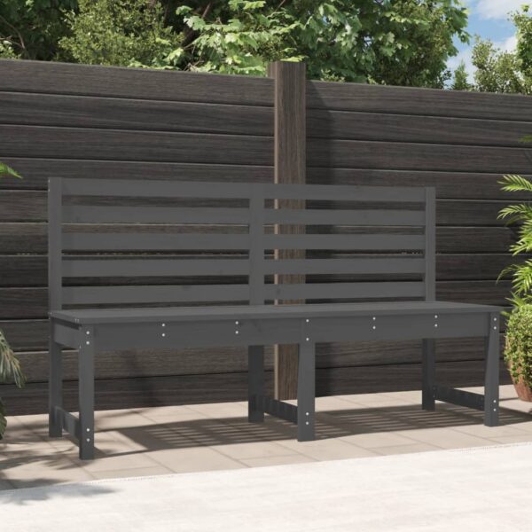 Classic Grey Wooden Garden Bench Outdoor Patio Furniture with Backrest Solid Pine