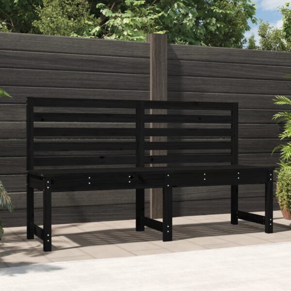 Classic Outdoor Garden Bench Solid Pine Wood Slatted Backrest Patio Seating Black