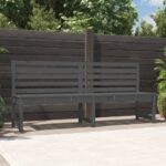 Classic Grey Wooden Garden Bench Outdoor Patio Furniture with Backrest Slatted