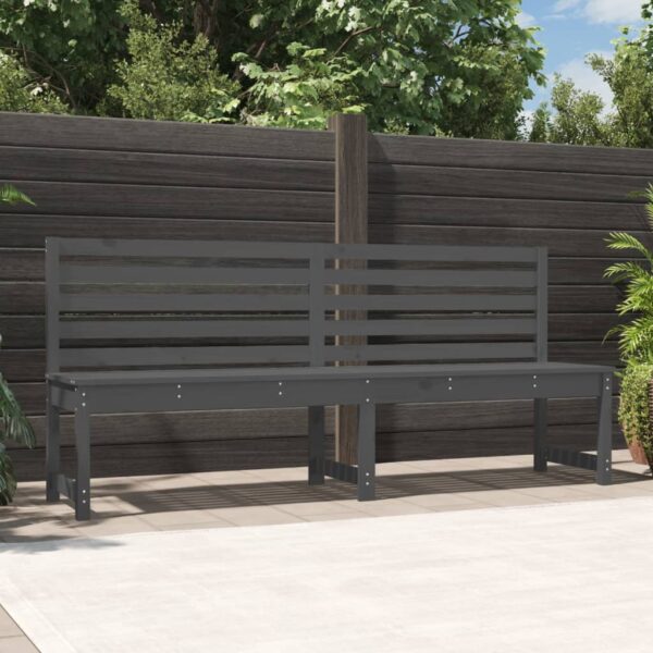 Classic Grey Wooden Garden Bench Outdoor Patio Furniture with Backrest Slatted