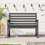 Classic Grey Wooden Garden Bench Outdoor Patio Furniture with Armrests Backrest