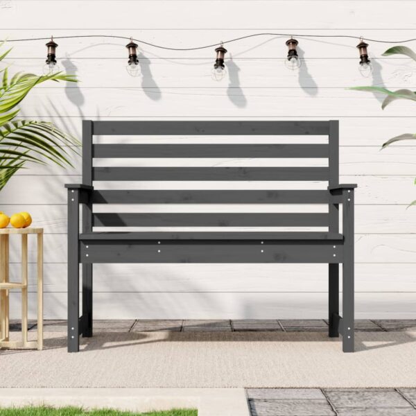 Classic Grey Wooden Garden Bench Outdoor Patio Furniture with Armrests Backrest