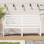 Classic White Wooden Garden Bench Outdoor Patio Furniture with Armrests Backrest