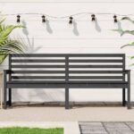 Classic Grey Wooden Garden Bench Outdoor Patio Furniture with Armrests Backrest