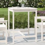 Classic White Solid Pine Wood Garden Table for Patio Terrace Outdoor Use