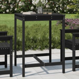 Outdoor Garden Patio Table Solid Pine Wood Sturdy Frame Rustic Black Finish