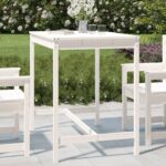 Classic White Solid Pine Wood Garden Table for Patio Terrace Outdoor Use