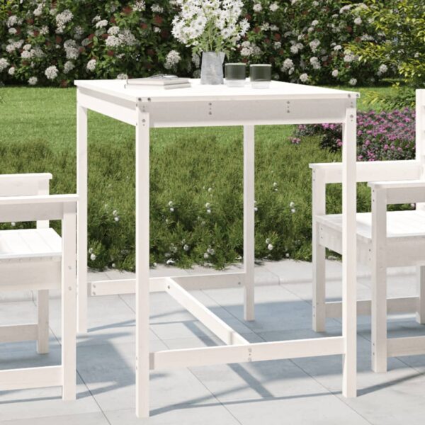 Classic White Solid Pine Wood Garden Table for Patio Terrace Outdoor Use