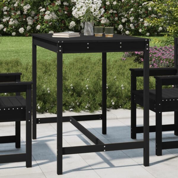 Classic Solid Pine Wood Garden Table Black - Outdoor Patio Terrace Furniture