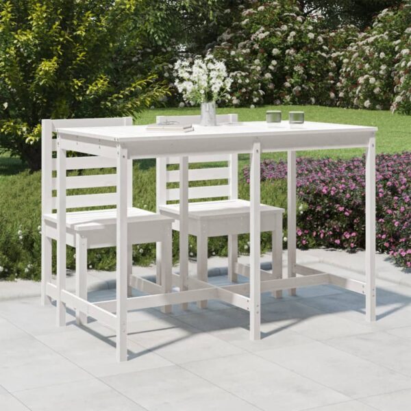 Classic White Solid Pine Wood Garden Table for Patio Terrace Outdoor Use