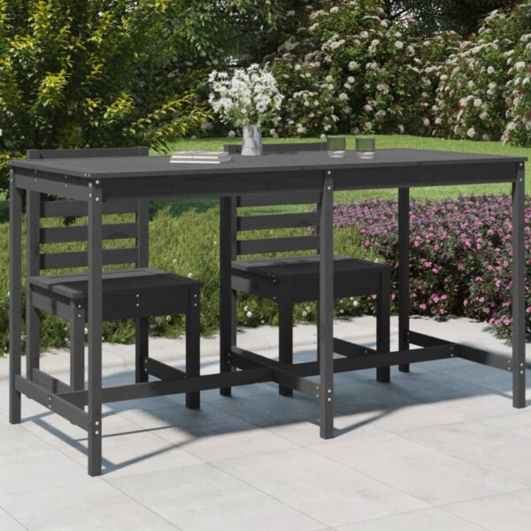 Classic Solid Pine Wood Garden Table Grey - Outdoor Patio Furniture Durable