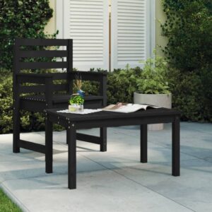 Outdoor Garden Patio Table Solid Pine Wood Rustic Black Finish Sturdy Frame