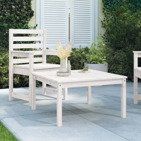 White Solid Pine Wood Garden Table - Elegant Patio Terrace Outdoor Furniture