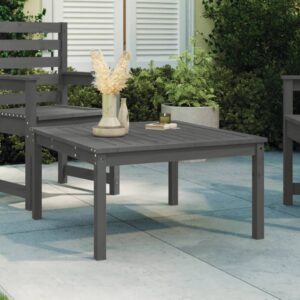 Outdoor Solid Pine Wood Garden Table Grey Square Sturdy Patio Furniture Decor