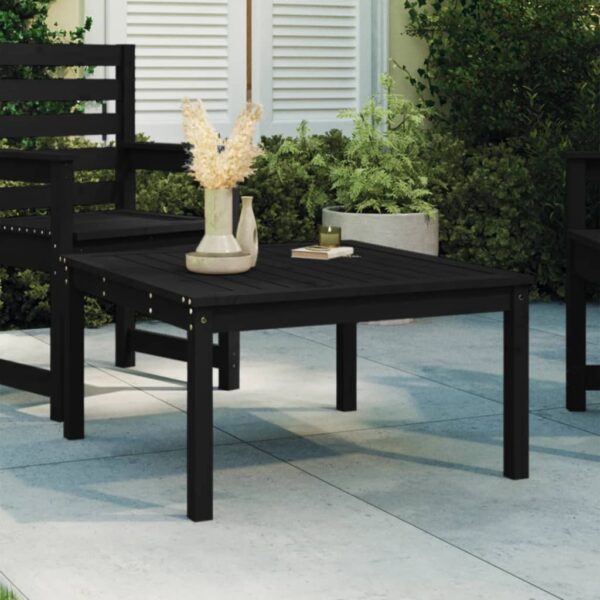 Outdoor Garden Patio Table Solid Pine Wood Elegant Black Square Sturdy Furniture