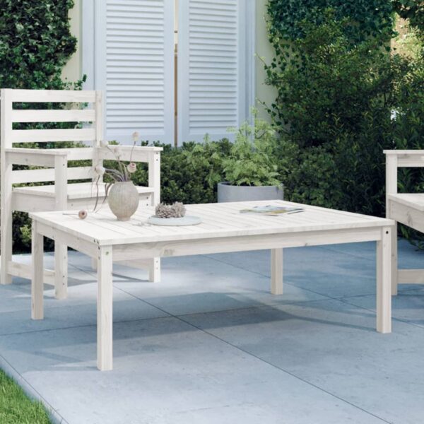 White Solid Pine Wood Garden Table Outdoor Patio Terrace Rustic Furniture