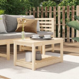 Rustic Solid Pine Wood Garden Table with Shelf - Outdoor Patio Furniture