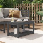 Rustic Solid Pine Wood Garden Table Grey - Outdoor Patio Furniture with Shelf