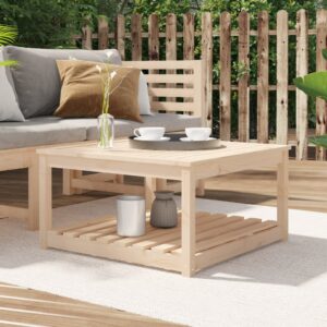 Outdoor Solid Pine Wood Garden Table with Shelf - Rustic Patio Furniture