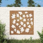 Rustic Maple Leaf Corten Steel Garden Wall Art Weather Resistant Easy Install