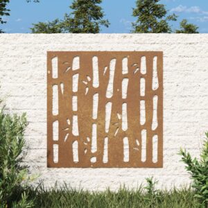 Rustic Bamboo Garden Wall Art Corten Steel Outdoor Decor Weathering Metal Panel