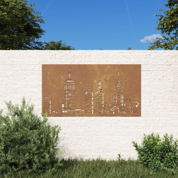 Rustic Garden Wall Art Corten Steel Durable Weatherproof Skyline Decor