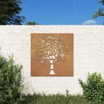 Garden Wall Decoration 55x55 cm Corten Steel Tree Design