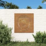 Garden Wall Decoration 55x55 cm Corten Steel Buddha Head Design