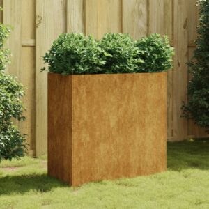 Rustic Corten Steel Raised Garden Bed Planter for Outdoor Plant Growing